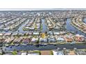 Wide angle aerial shot showcasing a waterfront community with direct gulf access at 960 Messina Dr, Punta Gorda, FL 33950