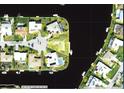 An aerial view showing the location of the real estate property on a waterfront lot at 1200 Winward Ct, Punta Gorda, FL 33950