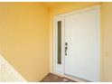 The front door has a sidelight window and is well-lit by the exterior paint color at 3748 Albacete Cir # 38, Punta Gorda, FL 33950