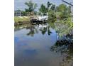 Picturesque canal view featuring boat dock with boat lift surrounded by lush greenery at 4045 Conway Blvd, Port Charlotte, FL 33952