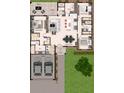 Detailed floor plan showcasing the layout with three bedrooms, kitchen, dining, garage and outdoor terrace at 17196 Glenview Ave, Port Charlotte, FL 33954