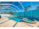 Screened-in pool and hot tub, perfect for relaxation and recreation in a private outdoor space at 1563 Arundel Ave, North Port, FL 34288