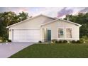 New construction featuring a neatly landscaped lawn, neutral paint and a two car garage at 3471 Ledgewood St, Port Charlotte, FL 33948