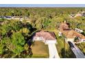 Aerial view of a single-story home with mature trees surrounding the property providing privacy at 4221 Circleville St, North Port, FL 34286