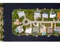 An aerial view shows a beautiful home with a private pool and boat dock on a waterfront canal at 548 Belvedere Ct, Punta Gorda, FL 33950