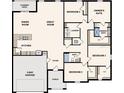 Open concept floor plan highlighting the kitchen, great room, owner's suite, and a two-bay garage at 26334 Bridgewater Rd, Punta Gorda, FL 33983