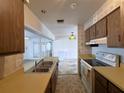 Functional kitchen featuring essential appliances and a double basin sink at 410 Hinton St, Port Charlotte, FL 33954