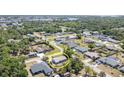 Aerial view of the property showcasing its location in a serene residential neighborhood with lush greenery and nearby waterways at 402 Cicero Nw St, Port Charlotte, FL 33948