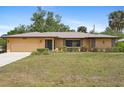 Charming home featuring a two-car garage, tidy landscaping, and a well-manicured front lawn at 2192 Hyatt Dr, Port Charlotte, FL 33948