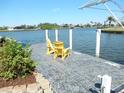 Dock view with comfortable seating, showcasing waterfront property perfect for relaxation at 15490 Seafoam Cir, Port Charlotte, FL 33981