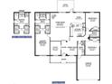 Detailed floor plan showcasing the layout of a three-bedroom home with a study and open living area at 135 Hardee Way, Rotonda West, FL 33947