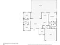 Outlined floor plan displaying the dimensions of rooms and the connections between the kitchen, bedrooms, and living areas at 1 Goldenrod Dr, Placida, FL 33946