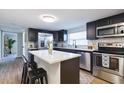 Modern kitchen features stainless steel appliances, white subway tile backsplash, and dark cabinets at 3502 N Lincoln Ave, Tampa, FL 33607