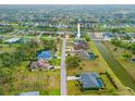 Aerial view showcasing the home's location within a residential neighborhood along a canal at 1 Sportsman Way, Rotonda West, FL 33947
