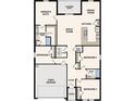 A detailed floor plan showcasing a spacious layout, four bedrooms, and two-car garage with designated areas for living and dining at 4771 Michaler St, North Port, FL 34286