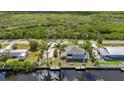 Nice aerial view of home with dock on canal and tropical landscaping at 4231 Hollis Ave, Port Charlotte, FL 33953