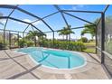 Inviting screened-in pool area with a tranquil spa and beautiful tropical landscaping at 69 Bunker Rd, Rotonda West, FL 33947