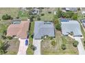 Aerial view of a home with screened pool and lush landscaping at 4055 Alwick Ln, North Port, FL 34287