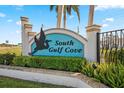 Entrance sign for South Gulf Cove, a waterfront community at 15104 Aldama Cir, Port Charlotte, FL 33981