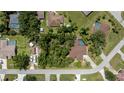 Aerial view of a property with a backyard pool, mature trees, and a private, landscaped lawn at 3960 Magara Ter, North Port, FL 34287