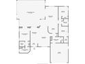Detailed floor plan of home layout, showcasing room dimensions and overall property structure with garage and pool/patio at 4038 Corydon Ave, North Port, FL 34286