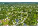 Expansive aerial shot showcases the home's location amid lush greenery in a residential neighborhood at 2455 Jacoby Cir, North Port, FL 34288