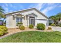 Well-manicured front yard and a charming single-story home with a two-car garage at 1617 Britannia Blvd, Punta Gorda, FL 33980