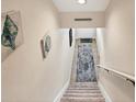 Carpeted stairs leading down to a basement with light-colored walls at 10380 Longshore Rd # 77, Placida, FL 33946