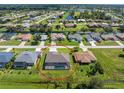 Bird's-eye view of a house with a pool, showcasing its location in a residential neighborhood at 35 Broadmoor Ln, Rotonda West, FL 33947