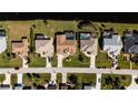 Top down view of neighborhood homes with pools and backyards at 47 Sportsman Ln, Rotonda West, FL 33947