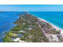 Breathtaking aerial view of a beautiful coastline with lush vegetation and serene blue waters at 7475 Manasota Key Rd, Englewood, FL 34223