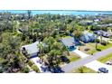 Aerial view of two homes with well-maintained landscaping and long driveways surrounded by lush trees at 745 Sesame St, Englewood, FL 34223