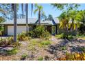 Well-kept home exterior featuring mature palm trees and tropical plants in a lush yard at 745 Sesame St, Englewood, FL 34223
