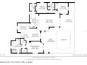 Detailed floor plan featuring 2 bedrooms, an open floor plan, 2 patios, and a swimming pool at 8784 Mystic Cir, North Port, FL 34287