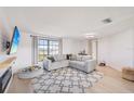 Spacious living room with a comfortable sofa, stylish rug, and ample natural light at 1365 Sussex Rd, Venice, FL 34293