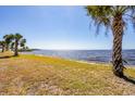 Gorgeous waterfront view with palm trees, grassy shoreline and glittering sunlight at 4410 Warren Ave # 306, Port Charlotte, FL 33953