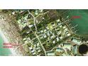 Location of the property and neighborhood with the beach access and the dock highlighted at 9270 Little Gasparilla Is, Placida, FL 33946