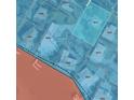 Aerial view showing property lines in a waterfront community with a unique turquoise hue at 1612 Pocatello St, Sarasota, FL 34231