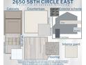 Interior and exterior finishes including kitchen, bath, flooring, and trim at 2650 58Th E Cir, Palmetto, FL 34221