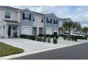 Attractive townhomes with neat landscaping, concrete driveways, and coordinated exterior color schemes at 3511 Marigold Patch Ct, Plant City, FL 33565