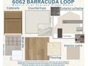 Design selections including cabinets, countertops, wall tile, flooring, exterior scheme, and interior paint at 6062 Barracuda Loop, Wimauma, FL 33598