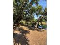 An alluring water view showing a sliver of a pond and the property's edge from a wooded area at 4101 N Forbes Rd, Plant City, FL 33565