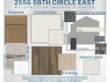 Selection of designer elements including flooring, cabinets, countertops and interior paint colors at 2556 58Th E Cir, Palmetto, FL 34221