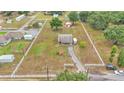 Expansive aerial view of a fenced property with well-maintained landscaping, mature trees and long drive at 3715 Fortner Rd, Plant City, FL 33567
