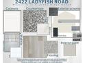Material selections for the home include cabinets, countertops, exterior scheme, wall tile, flooring, and interior paint at 2422 White Ladyfish Rd, Wimauma, FL 33598