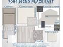 Interior design scheme showcasing modern colors, materials, and finishes at 7084 162Nd E Pl, Parrish, FL 34219