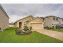 Single-story home with a well-kept lawn and garden at 32668 Abby Lax Ln, Wesley Chapel, FL 33543