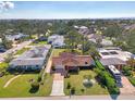 Wide aerial view of a home and neighborhood, showcasing the property's setting at 225 Firenze W Ave, Venice, FL 34285