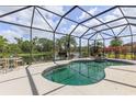 Relaxing screened pool with a spa, patio, and lake views to make the most of outdoor living at 5550 Rock Dove Dr, Sarasota, FL 34241