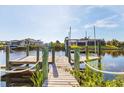 Beautiful waterfront view of a private dock with boat lift, perfect for enjoying the water at 10139 Kansas City St, Port Charlotte, FL 33981